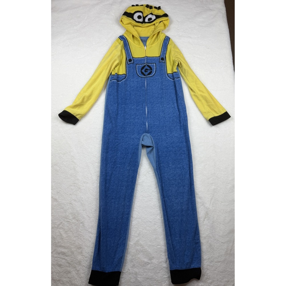 Minions The Rise of Gru Kids Hooded Zip One Piece Pajamas Size 10